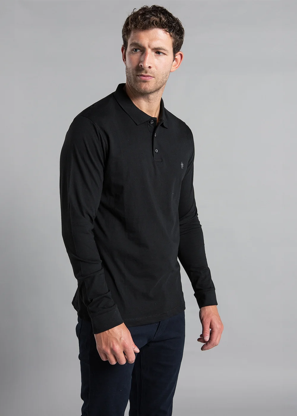 French Connection Black Cotton Long Sleeve Polo Shirts 2 Pack - Extra Large Image 2