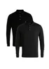 French Connection Black Cotton Long Sleeve Polo Shirts 2 Pack - Extra Large Image 1