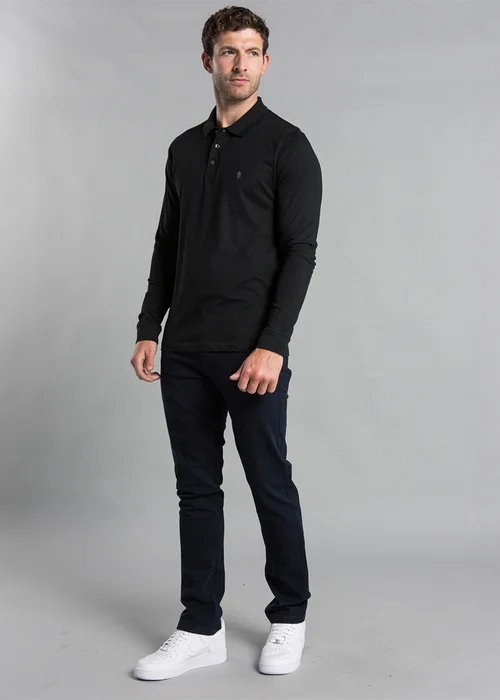 French Connection Black Cotton Long Sleeve Polo Shirts 2 Pack - Extra Large Image 4
