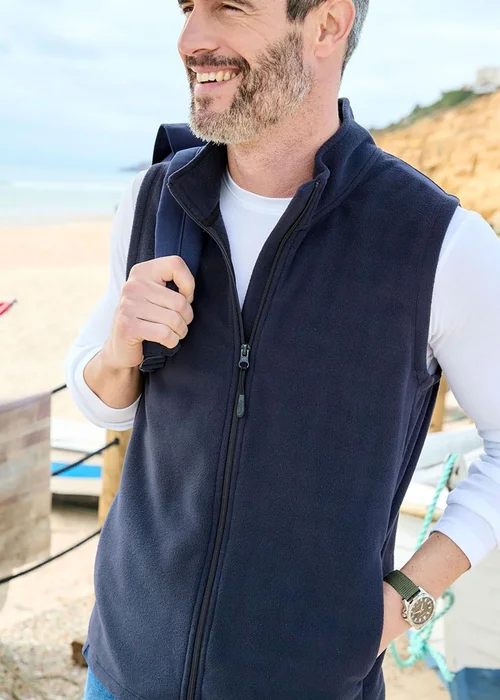 Cotton Traders Navy Recylced Microfleece Gilet - XL Image 4