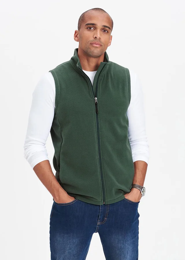 Cotton Traders Grey Green Recycled Microfleece Gilet