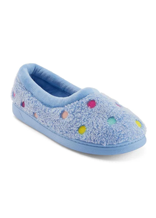 Cotton Traders Sky Blue Spot Slipper - Size 6 Image 1