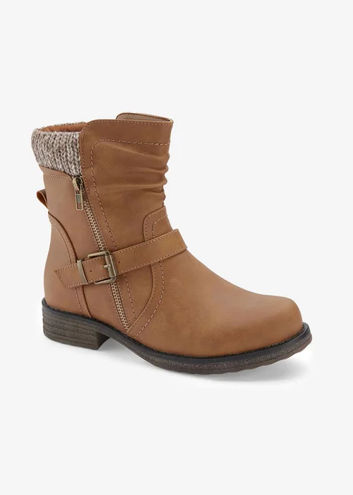 Cotton Traders Tan Knitted Collar Boots - Size 7 Image 1