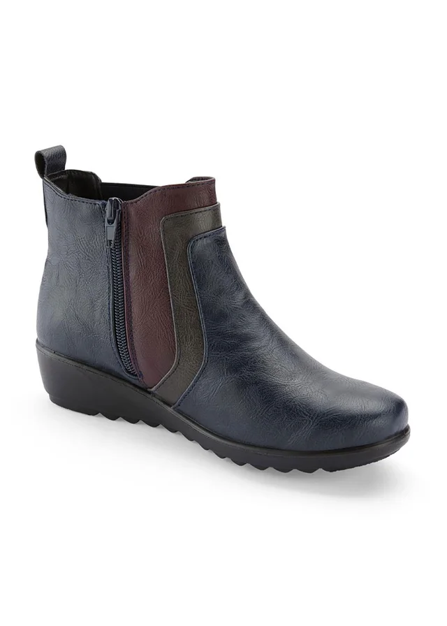 Cotton Traders Blue Stone Flexisole Patchwork Boots