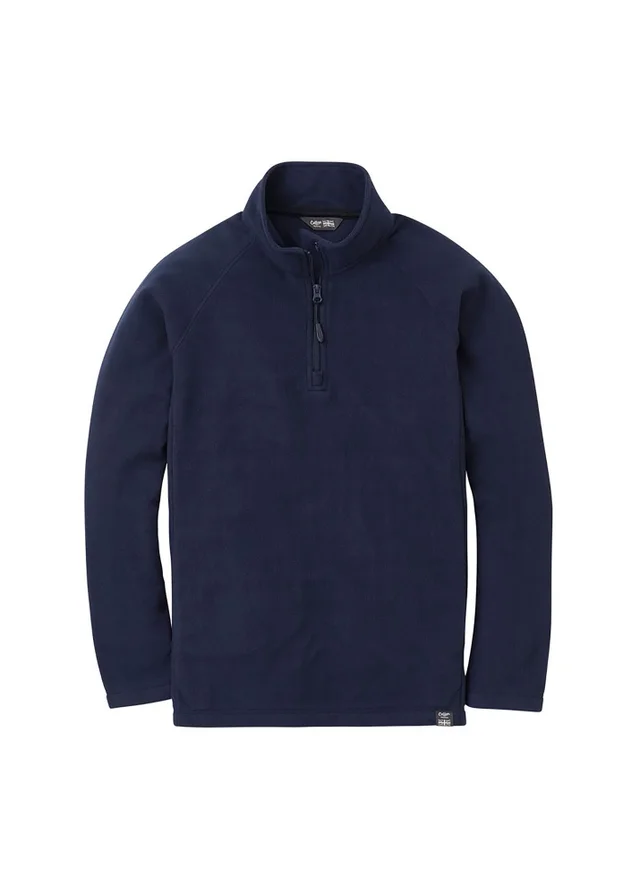 Cotton Traders Navy Recycled Microfleece Half Zip Top