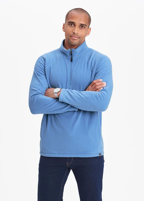 Cotton Traders Arctic Blue Recycled Microfleece Half Zip Top - S Image 2