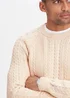 Cotton Traders Linen Cotton Textured Cable Crew Neck Jumper - Medium Image 3