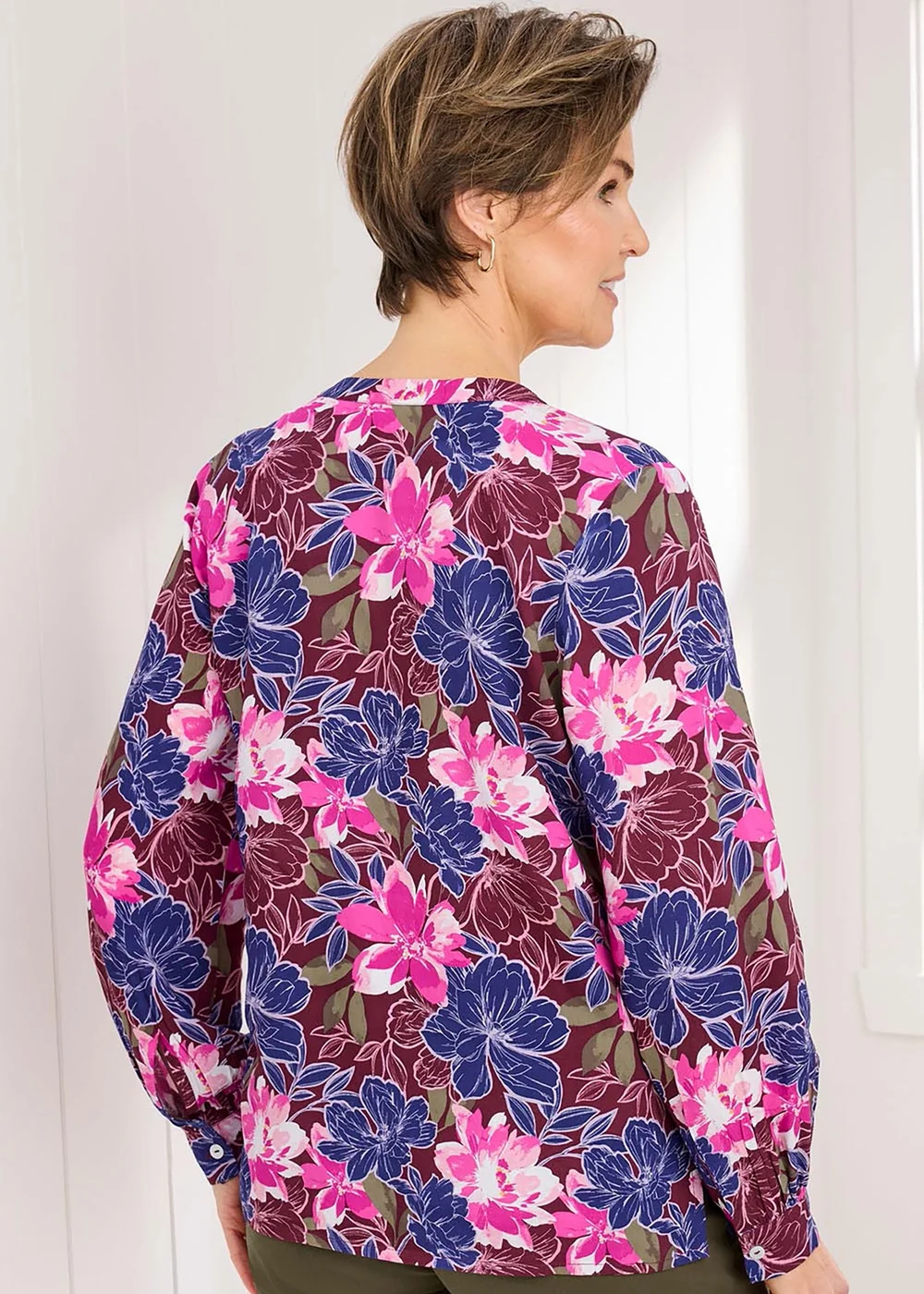 Cotton Traders Burgundy Printed Blouse - Size 16 Clothing Image 2