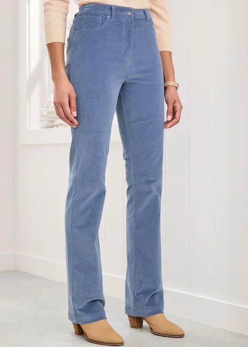 Cotton Traders Misty Blue Stretch Cord Straight Leg Jeans - Size 14 29 leg Image 2