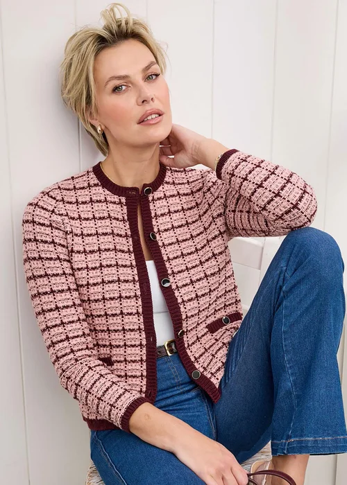 Cotton Traders Merlot Boucle Cardigan - Size 20 Clothing Image 1