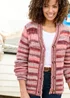 Cotton Traders Light Rose Ombre Stripe Cardigan - Size 12 Image 4
