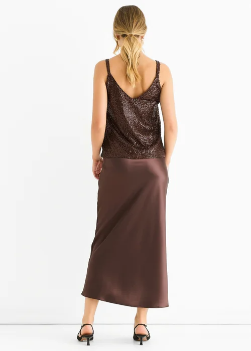 Gini London Chocolate Sequin V Neck Cami Top - S/M Image 2