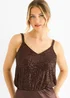 Gini London Chocolate Sequin V Neck Cami Top - S/M Image 3