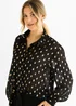 Gini London Black Chiffon Foil Jacquard Sheer Shirt - L/XL Image 3