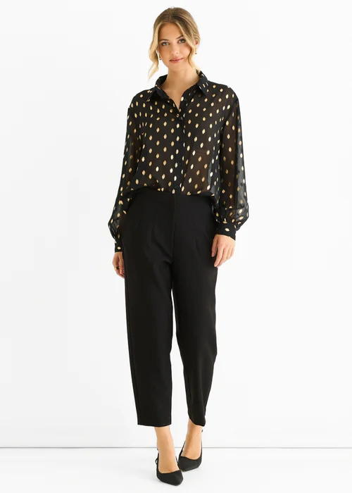 Gini London Black Chiffon Foil Jacquard Sheer Shirt - L/XL Image 1