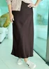 Cotton Traders Dark Chocolate Satin Maxi Skirt - Size 20 Clothing Image 1