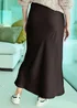 Cotton Traders Dark Chocolate Satin Maxi Skirt - Size 20 Clothing Image 2