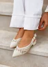 Linzi Carolina Ivory Faux Leather Woven Ballet Flats - Size 3 Image 1