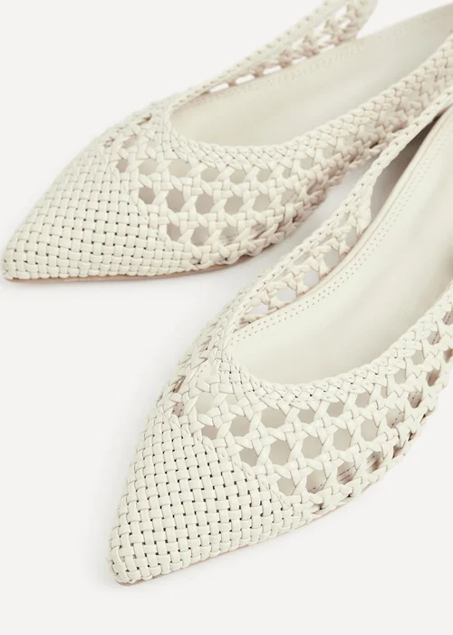 Linzi Carolina Ivory Faux Leather Woven Ballet Flats - Size 3 Image 4