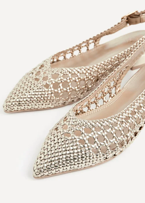 Linzi Carolina Gold Faux Leather Woven Ballet Flats - Size 8 Image 4