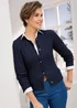 Cotton Traders Navy Cutest Cable Crew Neck Cardigan - Size 18 Clothing Image 1