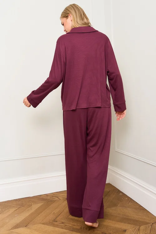 JimJam Burgundy Traditional Pyjama Set - Small Image 3