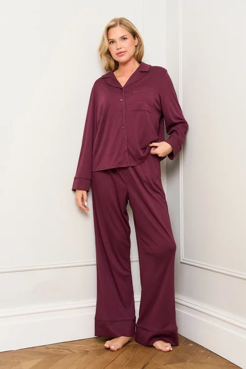 JimJam Burgundy Traditional Pyjama Set - Small Image 2