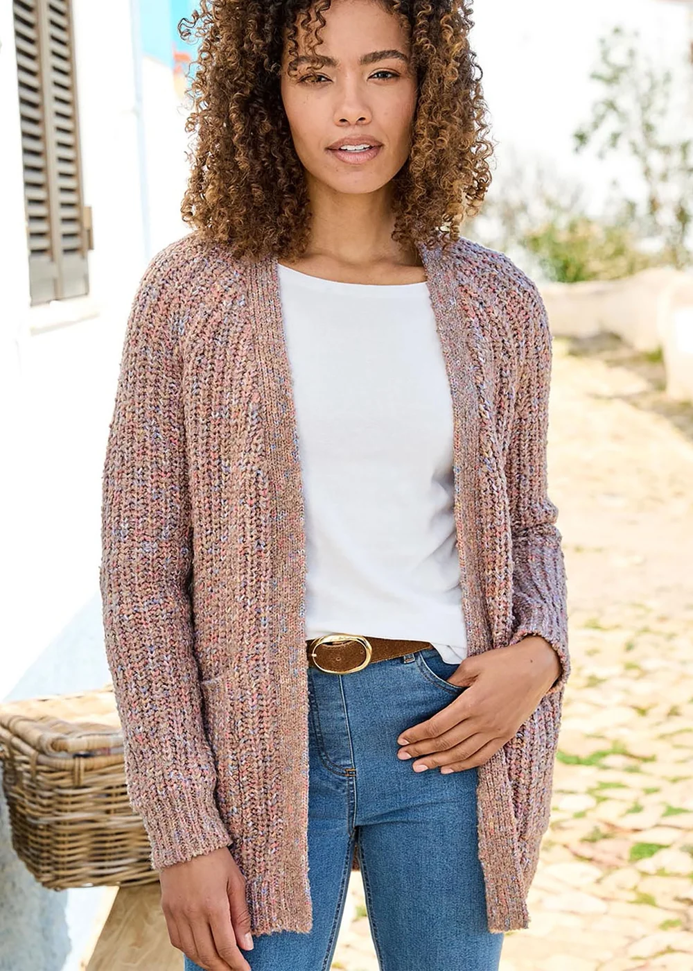 Cotton Traders Oyster Fleck Edge To Edge Cardigan - Size 24 Image 1