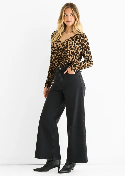 Gini London Brown Animal Wrap Jersey Bodysuit - 16 Image 4