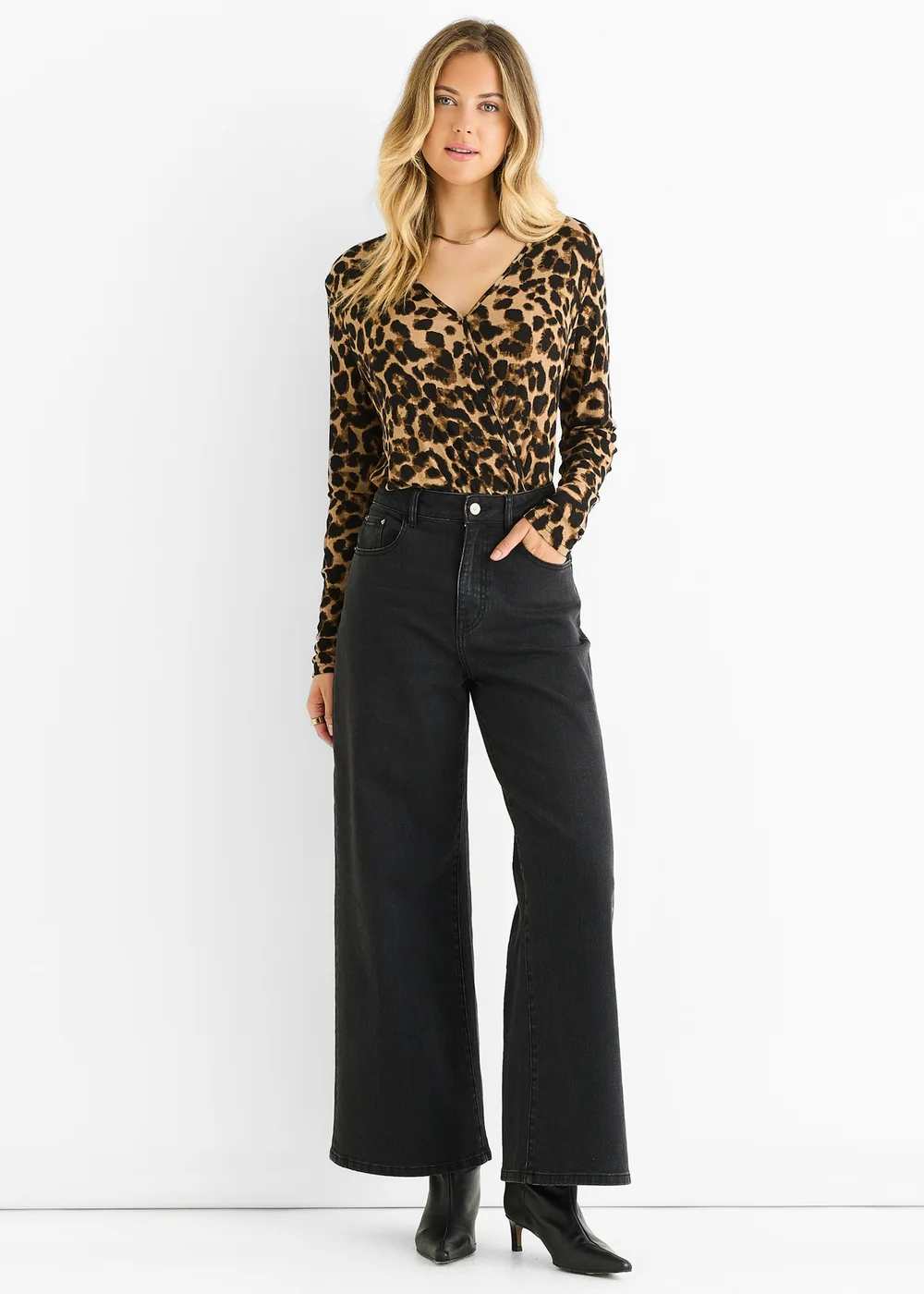 Gini London Brown Animal Wrap Jersey Bodysuit - 16 Image 1