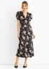 Gini London Black Floral Lace Trim Bias Midi Dress - 8 Image 1