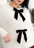 Lovedrobe Ivory Eyelash Knit Cardigan with Velvet Bow Detail - Size 20-22 Image 6