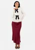 Lovedrobe Ivory Eyelash Knit Cardigan with Velvet Bow Detail - Size 20-22 Image 1