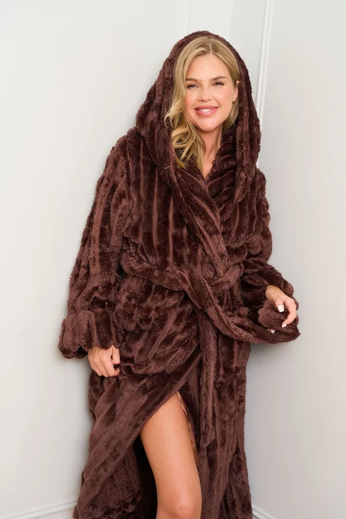 JimJam Chocolate Ribbed Dressing Gown - Large/Extra Large Image 3