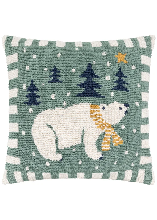 Furn Polar Bear Tufted Frosty Blue Cushion