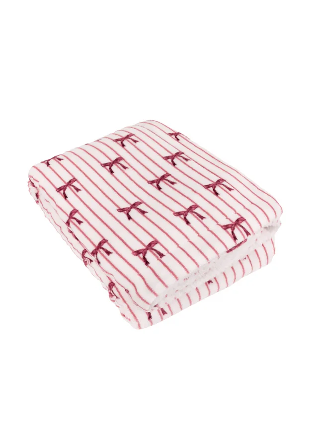 Furn Noortje Bows Sherpa Fleece Silk Pink Throw