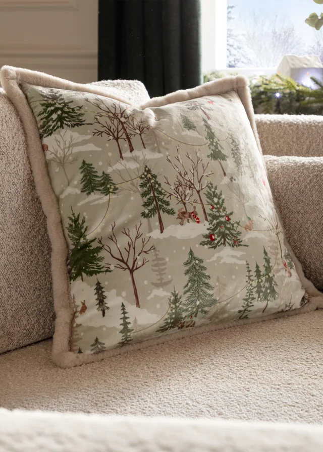Furn Forest Festivities Velvet Natural Cushion