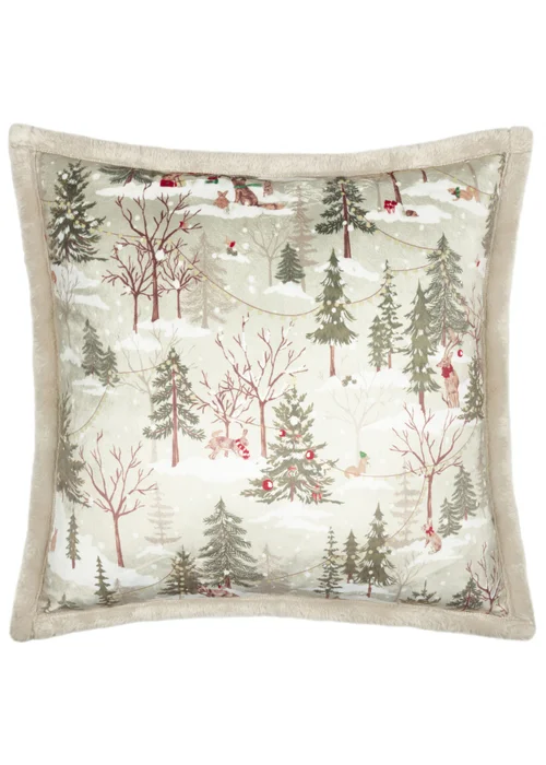 Furn Forest Festivities Velvet Natural Cushion - 50cm x 50cm Image 2
