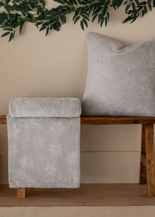 Furn Snowflakes Embossed Grey Cushion - 50cm x 50cm Image 5
