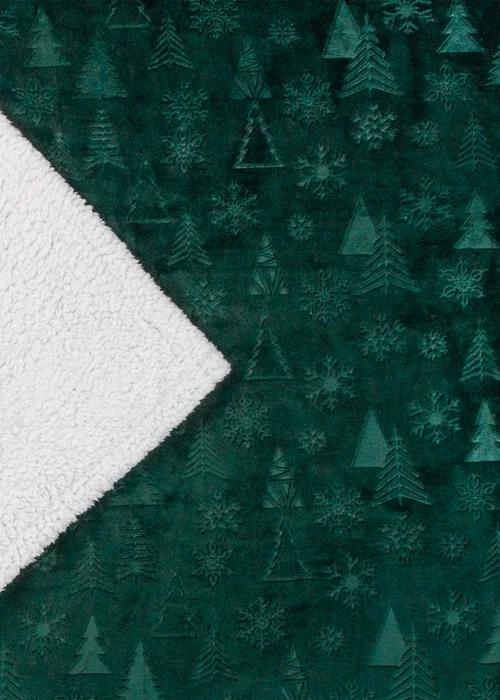 Furn Festive Time Sherpa Fleece Embossed Emerald Throw - 140cm x 180cm Image 5