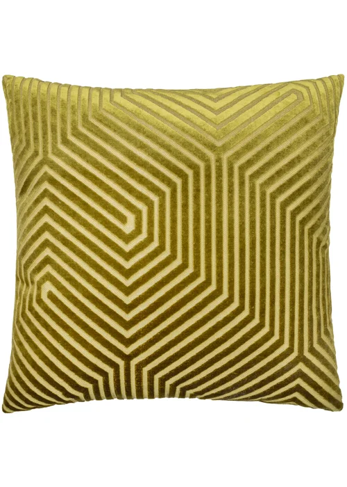 Paoletti Evoke Cut Velvet Olive Cushion - 55 x 55cm Image 1