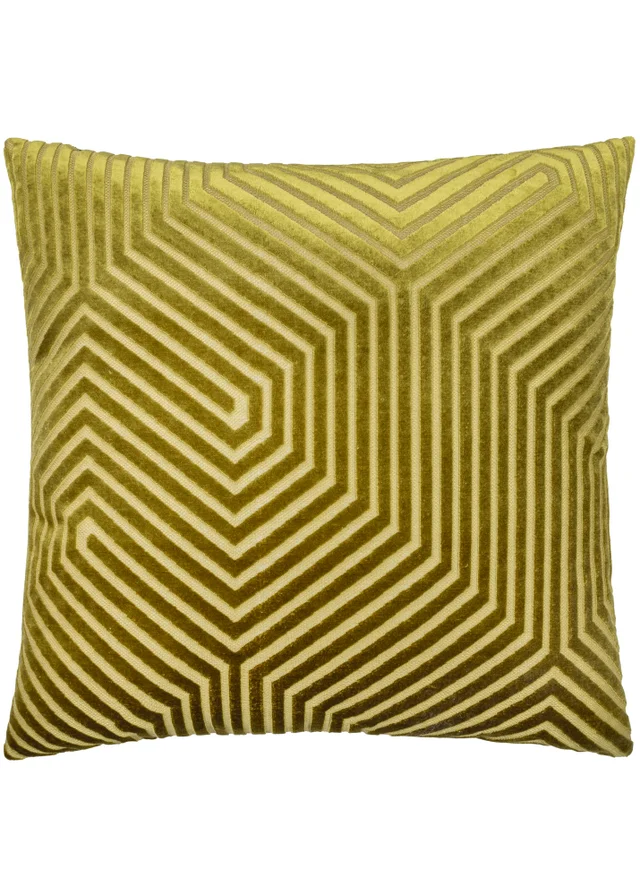 Paoletti Evoke Cut Velvet Olive Cushion