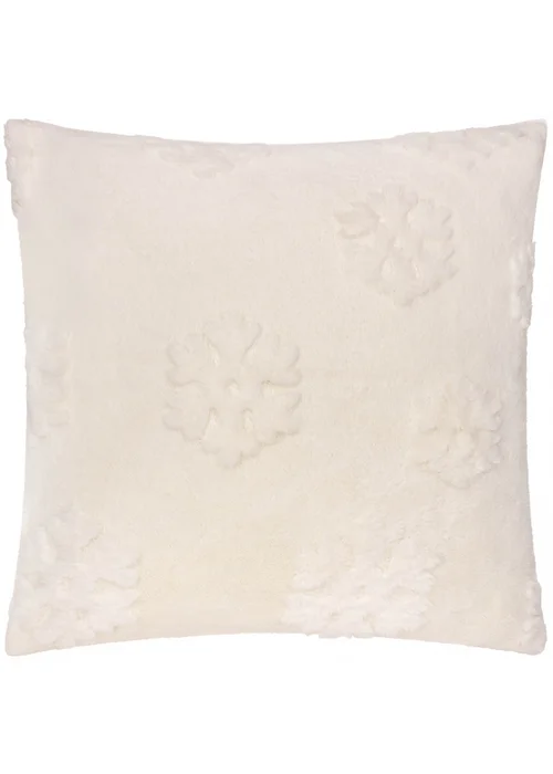 Furn Snowflakes Faux Fur Snow White Cushion - 50cm x 50cm Image 2