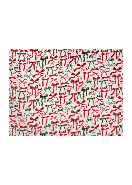 Furn Festive Bows Printed Fleece Berry/Pine Throw - 140cm x 180cm Image 3