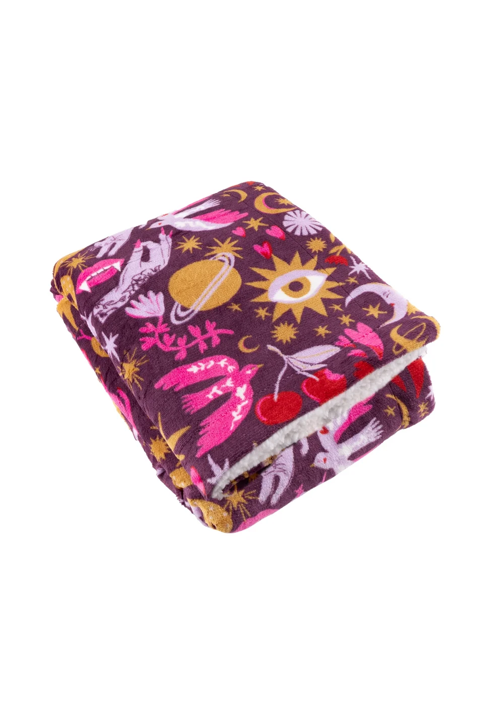 Furn Enchanted Printed Sherpa Fleece Pink Throw - 130 x 180cm Image 2