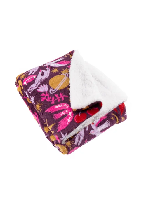 Furn Enchanted Printed Sherpa Fleece Pink Throw - 130 x 180cm Image 3