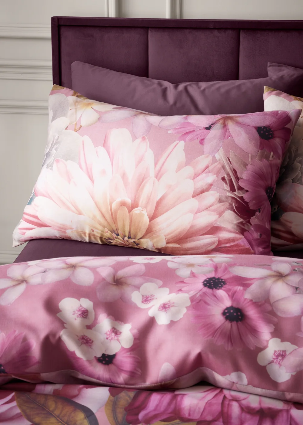 RHS x Catherine Lansfield Rosemoor Floral So Soft Duvet Cover Set Pink - Single Image 3