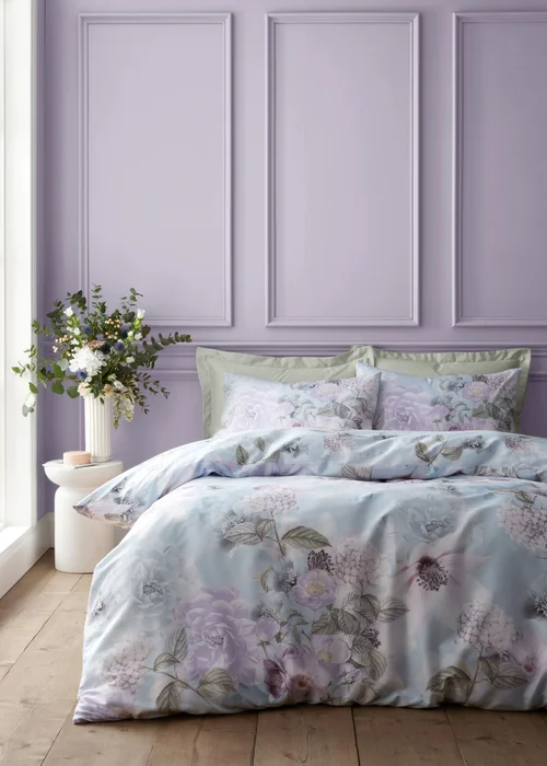 RHS x Catherine Lansfield Floral Serenity So Soft Duvet Cover Set Blue - Double Image 1