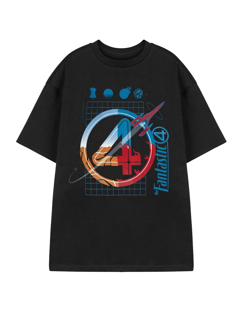 Vanilla Underground Marvel Mens Grid Black Fantastic Four Short Sleeved T-Shirt - 3XL Image 1