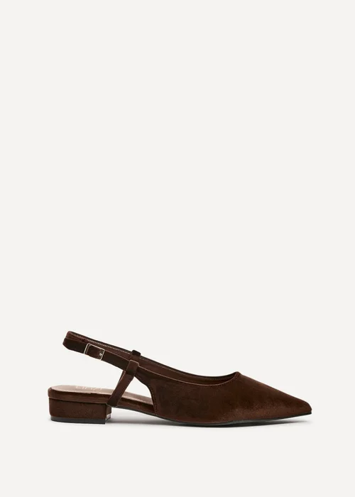 Linzi Clasica Brown Velvet Pointed Toe Ballet Flat - Size 7 Image 2